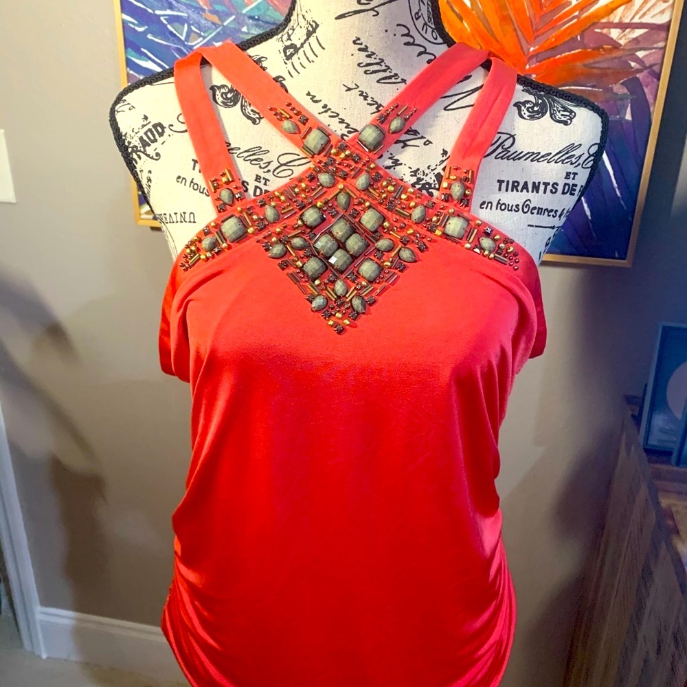 Cache orange stretch sexy top size Lg